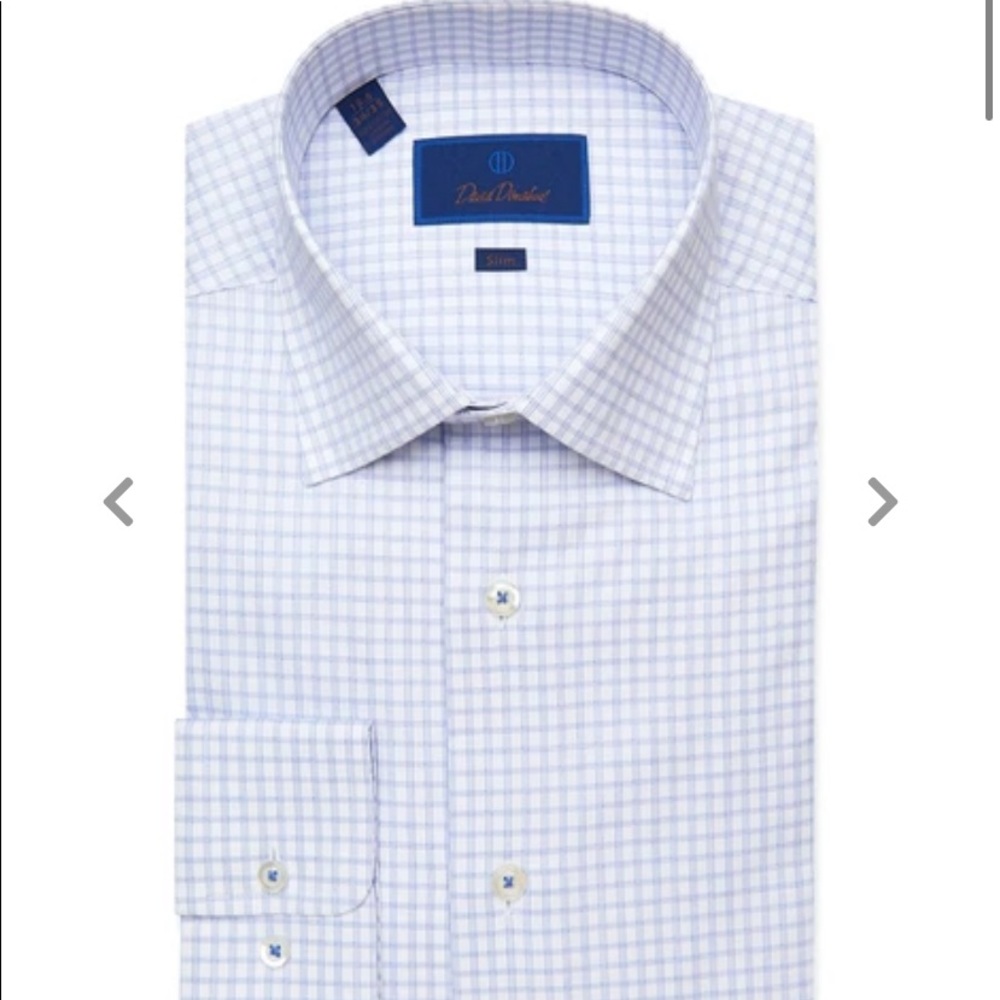 White & Blue Textured Check Dress Shirt